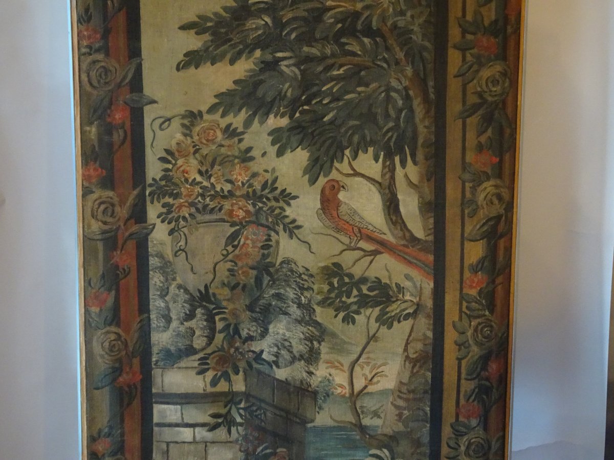 Pannello decorativo dipinto a tempera su tela XIX secolo -photo-4
