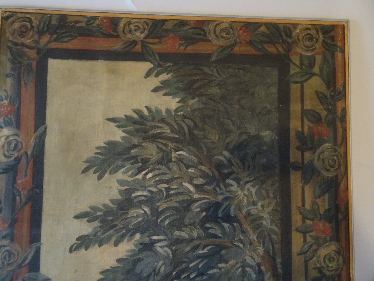 Pannello decorativo dipinto a tempera su tela XIX secolo -photo-1