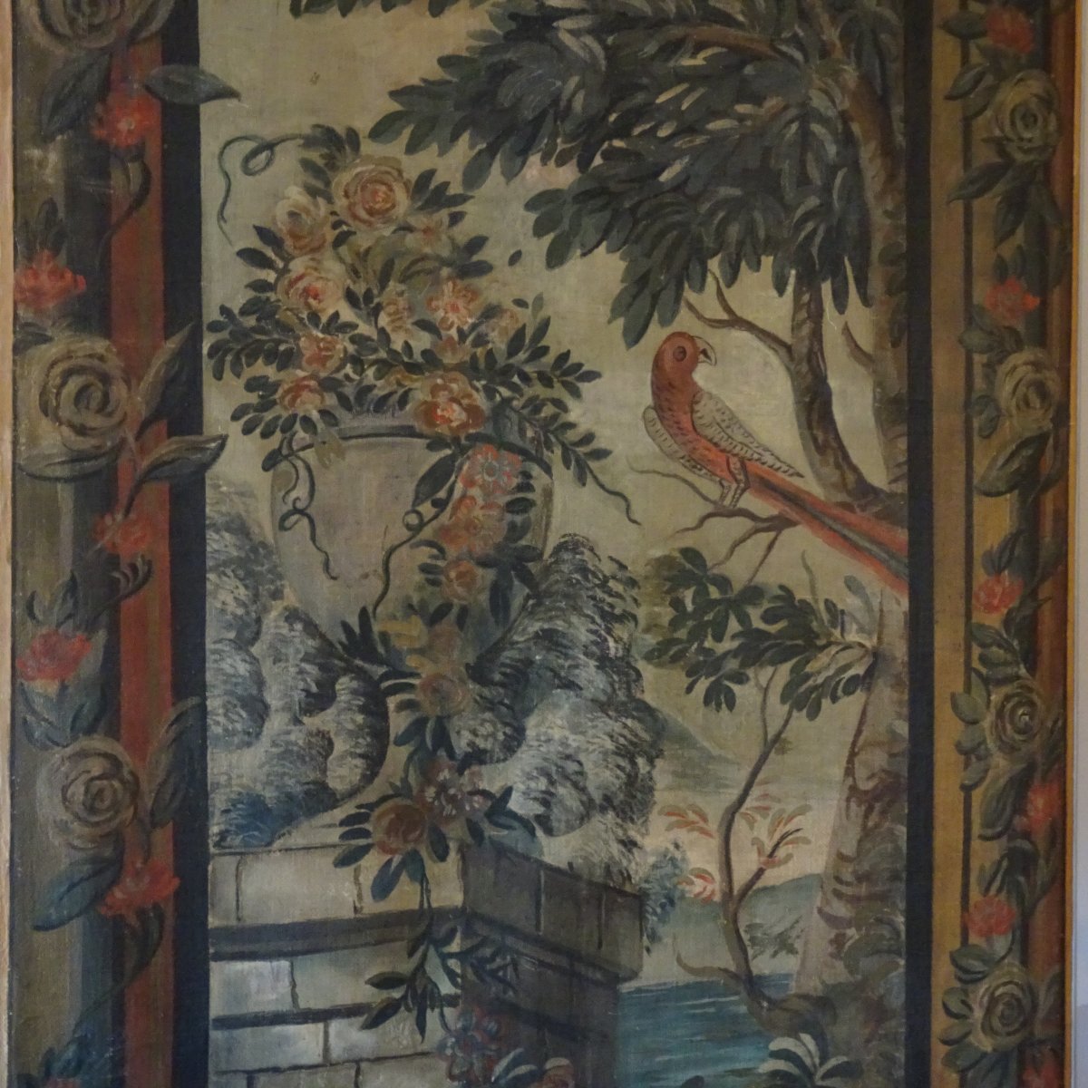 Pannello decorativo dipinto a tempera su tela XIX secolo -photo-3