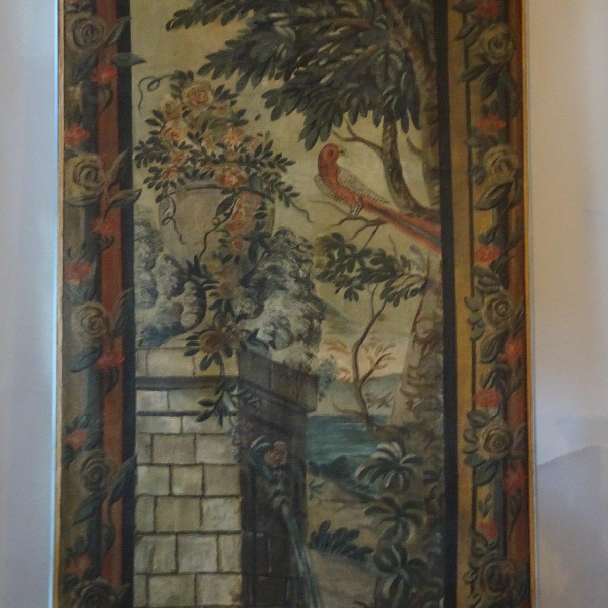 Pannello decorativo dipinto a tempera su tela XIX secolo -photo-5