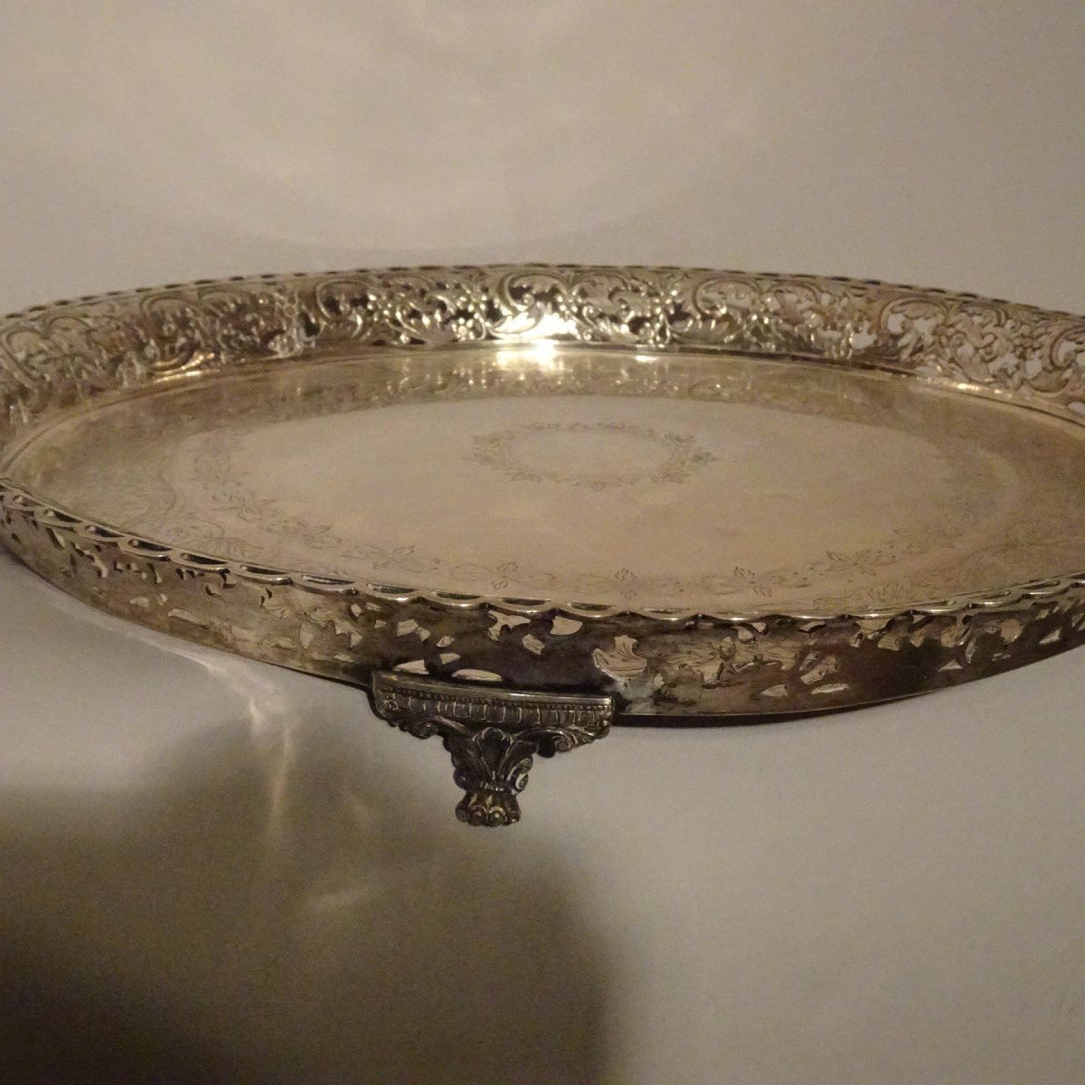 Vassoio rotondo in argento massiccio Porto  1790-photo-2