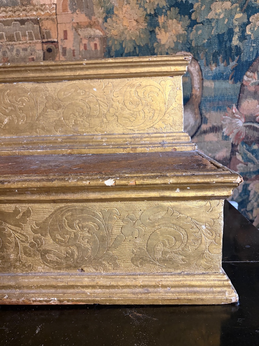 Gradini d'altare in legno dorato Marche XVII secolo-photo-2