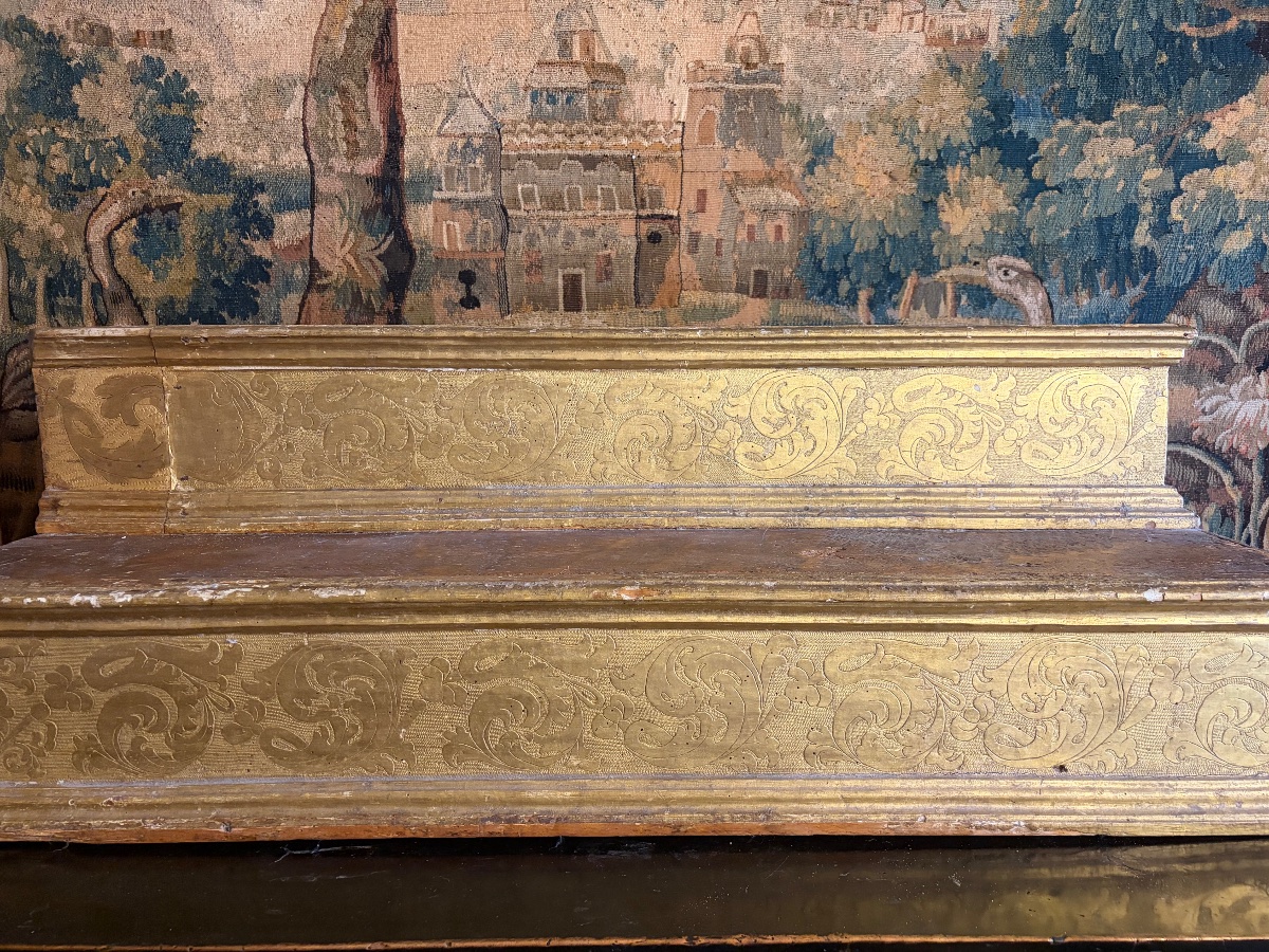 Gradini d'altare in legno dorato Marche XVII secolo-photo-3