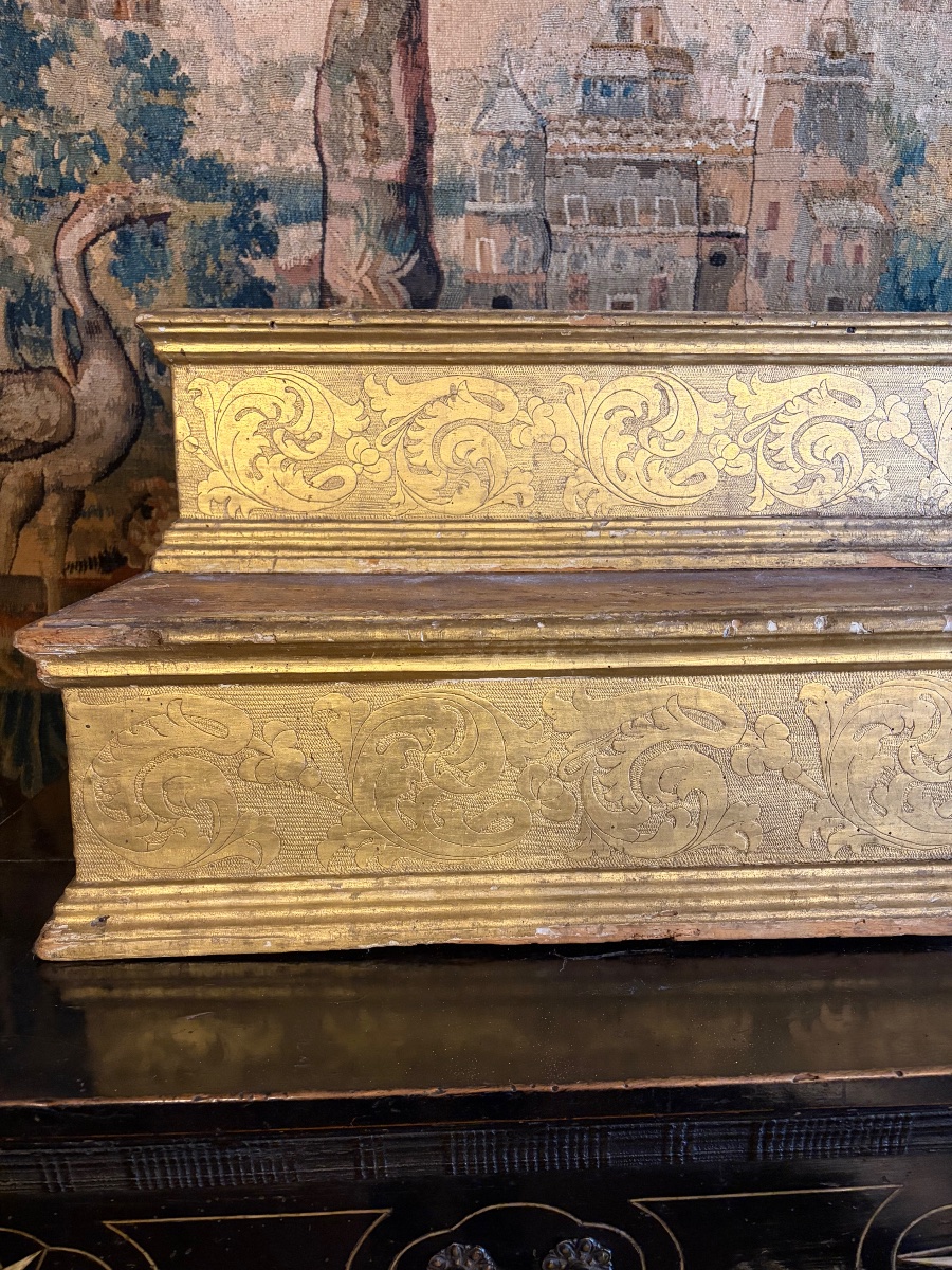 Gradini d'altare in legno dorato Marche XVII secolo-photo-5