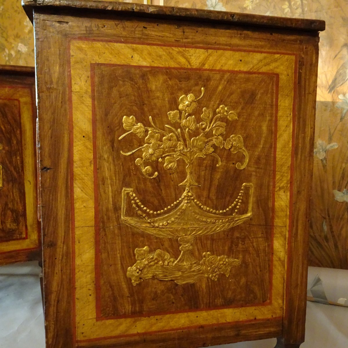 Coppia di piccoli cassetoni con decoro in pastiglia fini XVIII secolo-photo-5