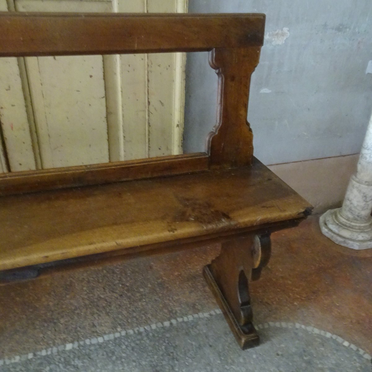 Grande panca emiliana in noce XVII secolo-photo-5