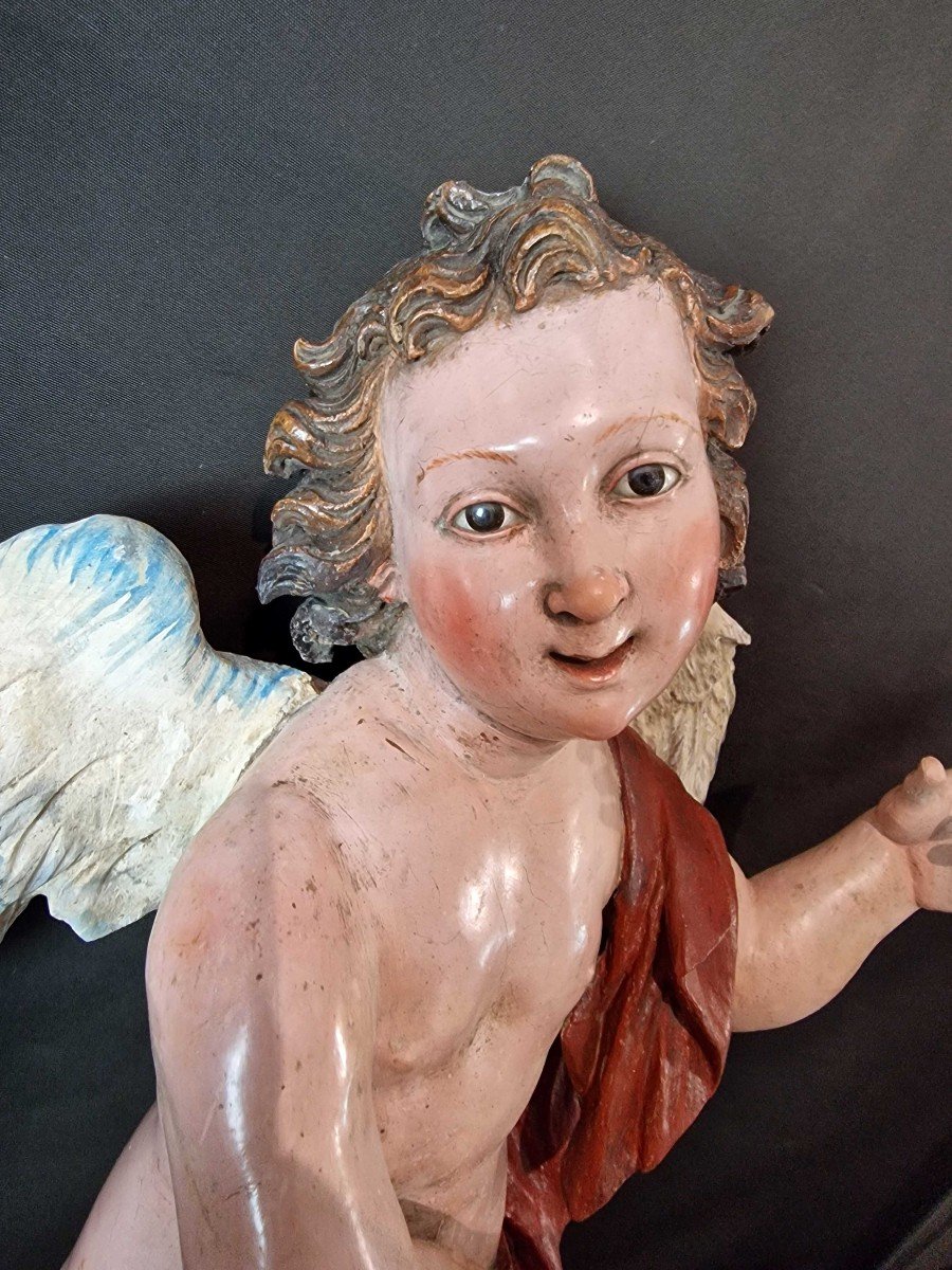 Paire d'Anges Du 18ème Siècle Sculptures  Napolitaines-photo-2