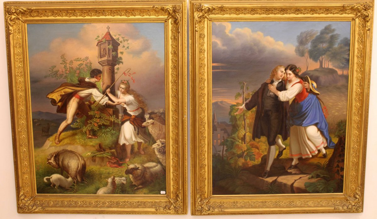 Paire De Tableaux 