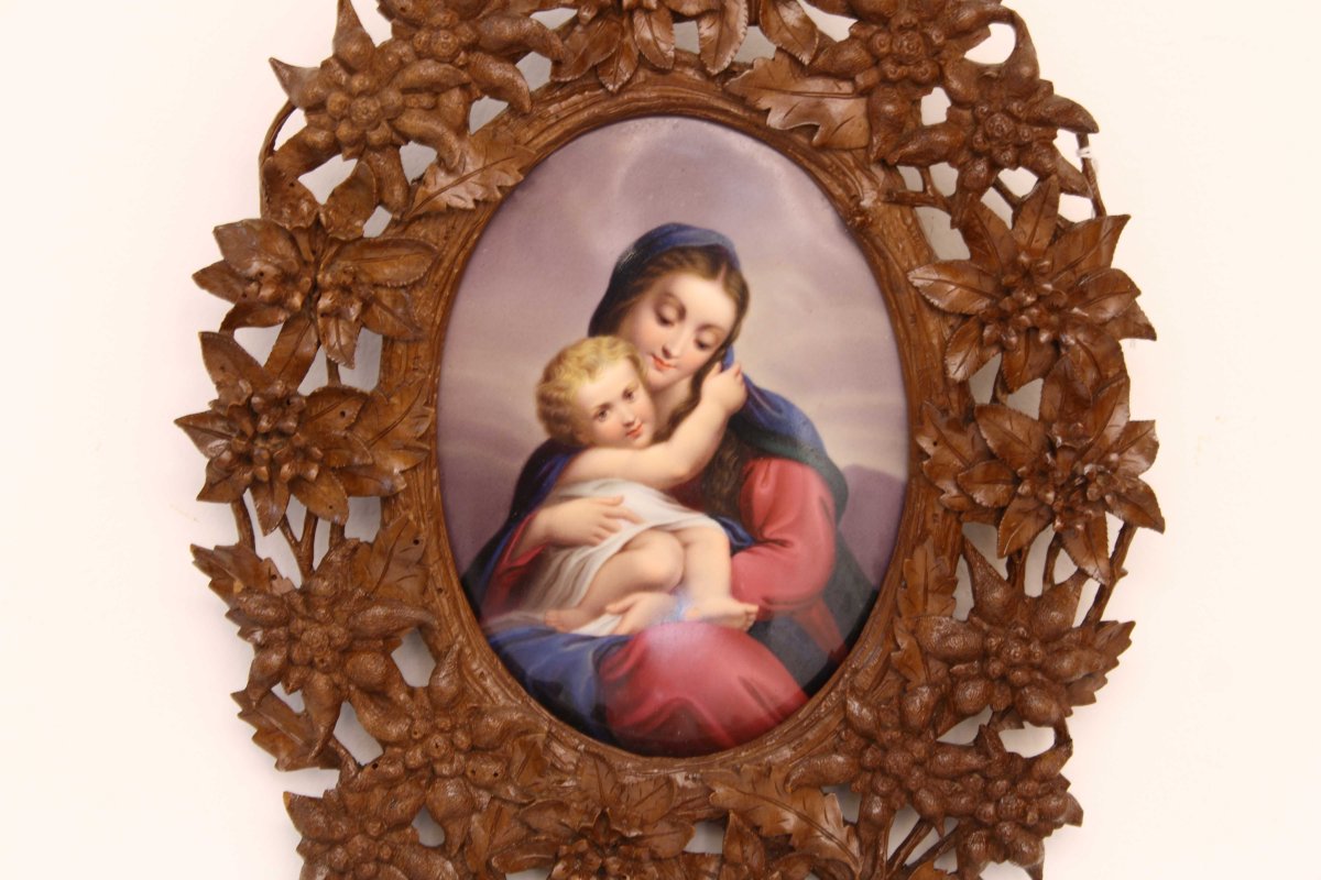  Vierge à l'Enfant Sur Porcelaine-photo-2