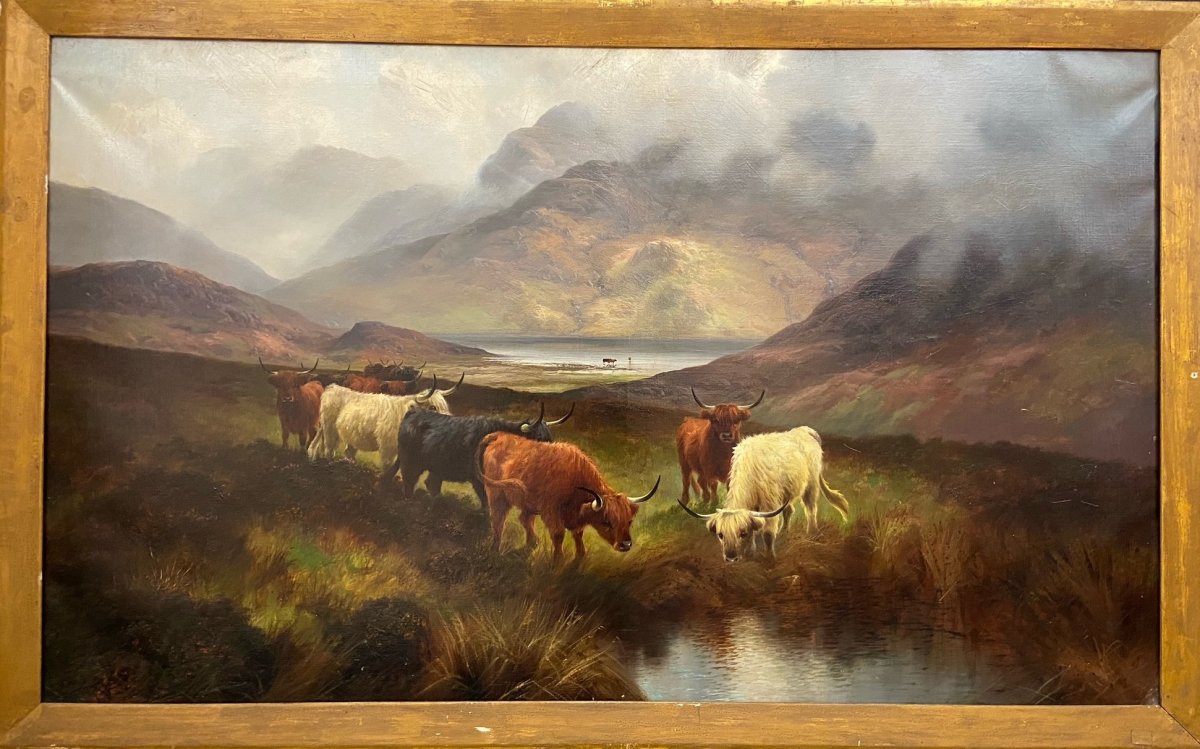 Henry Robinson Hall (1858 - 1927)  Bétail des Highlands du XIXe