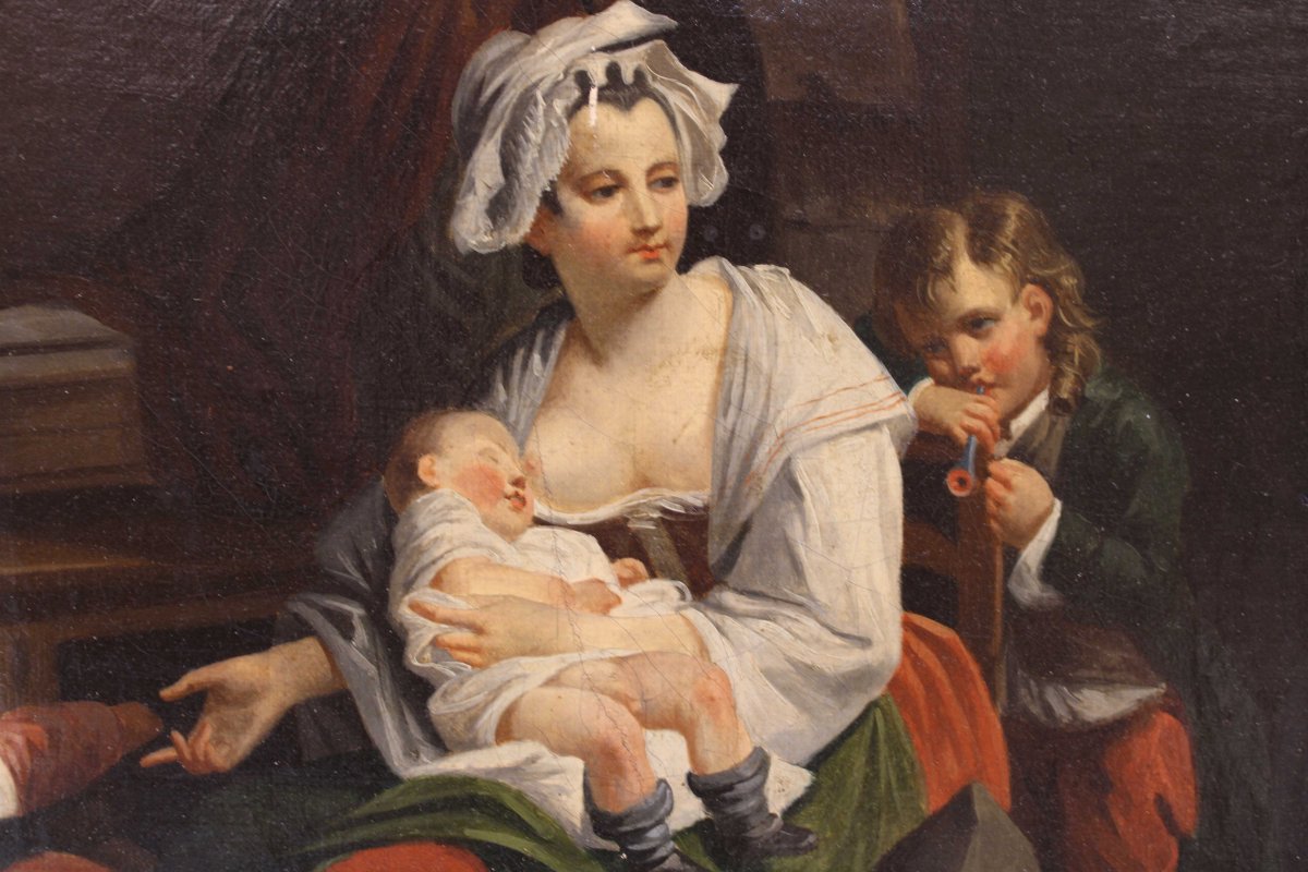 Copie du tableau : "Le silence " , de Jean Baptiste Greuze-photo-1