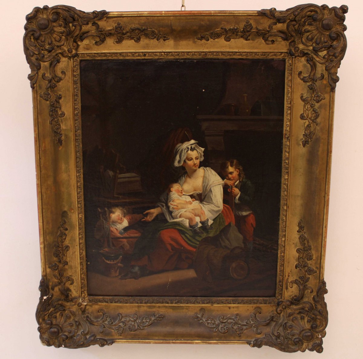 Copie du tableau : "Le silence " , de Jean Baptiste Greuze