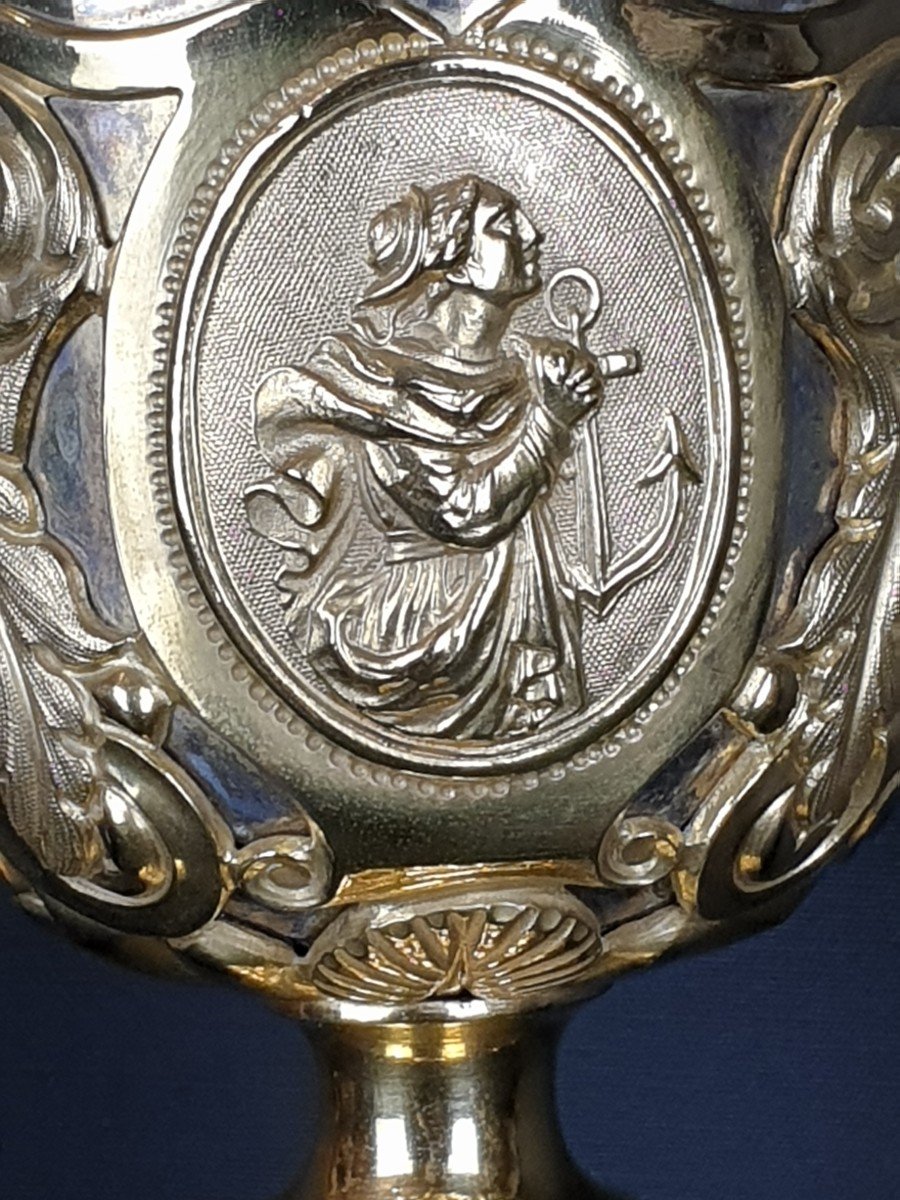Calice En Argent Doré De Style Baroque Du XIXe Siècle-photo-3