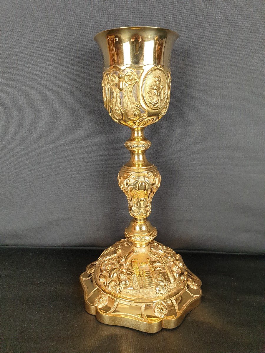 Calice En Argent Doré De Style Baroque Du XIXe Siècle