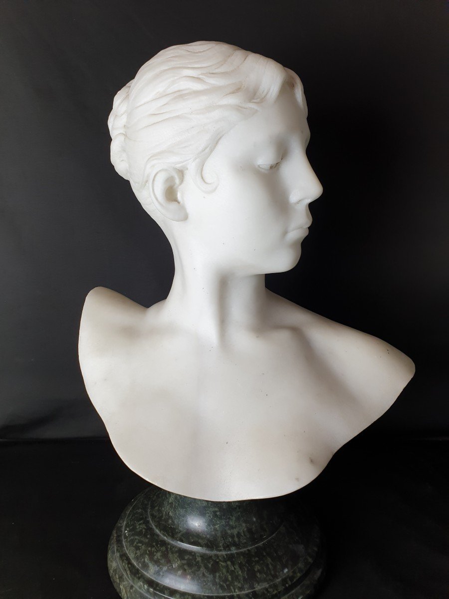 Buste De Diane chasseresse  Par Jean-alexandre-joseph Falguière Du 19ème Siècle.-photo-2