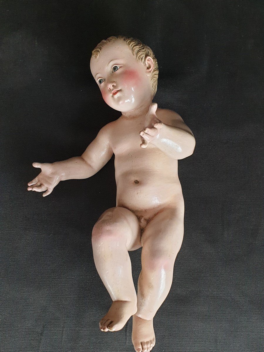 Sculpture Napolitaine De l'Enfant Jésus Du 19ème Siècle-photo-4