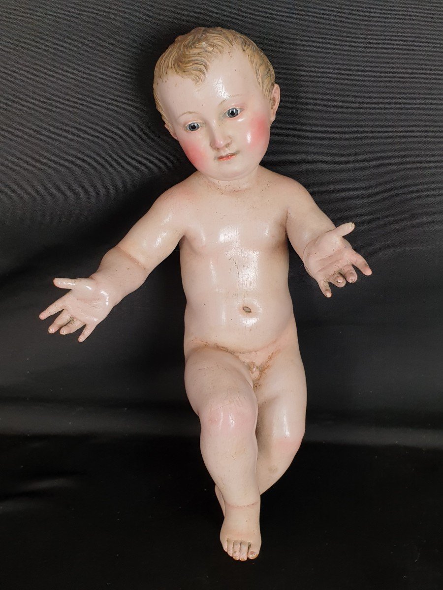 Sculpture Napolitaine De l'Enfant Jésus Du 19ème Siècle