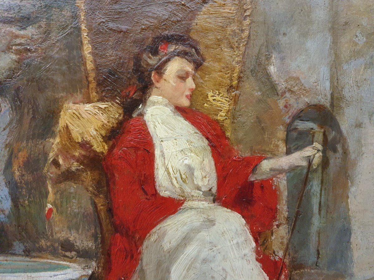 Moments De Détente, Peinture Du XIXe Siècle-photo-2