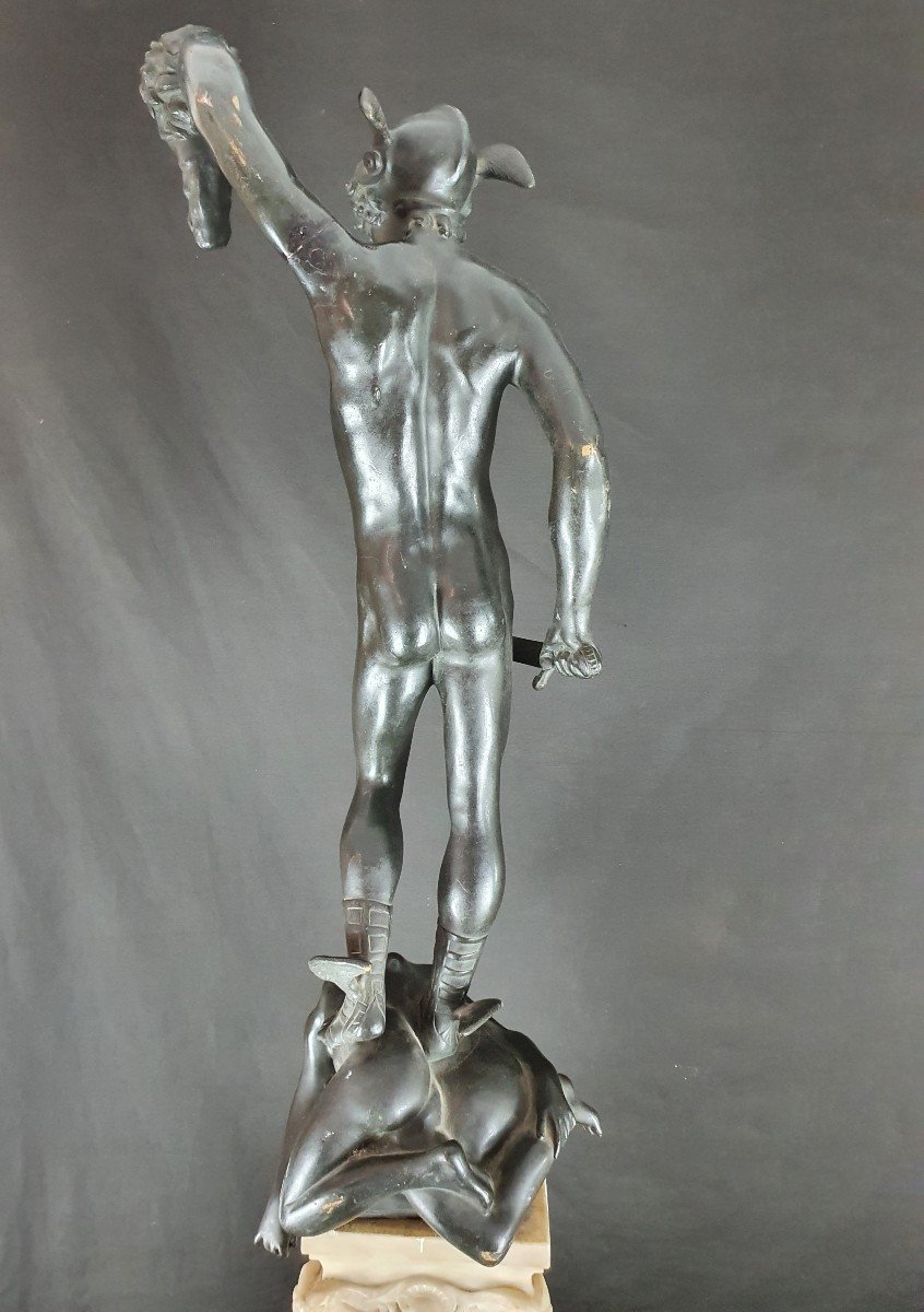 Persée Avec La Tête De Méduse, Bronze Du XIXe Siècle-photo-2