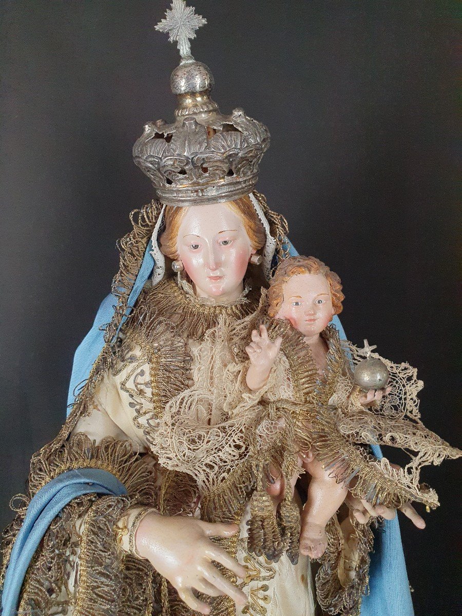 La Vierge Immaculée Et l'Enfant Jésus, Naples XIXe Siècle-photo-4