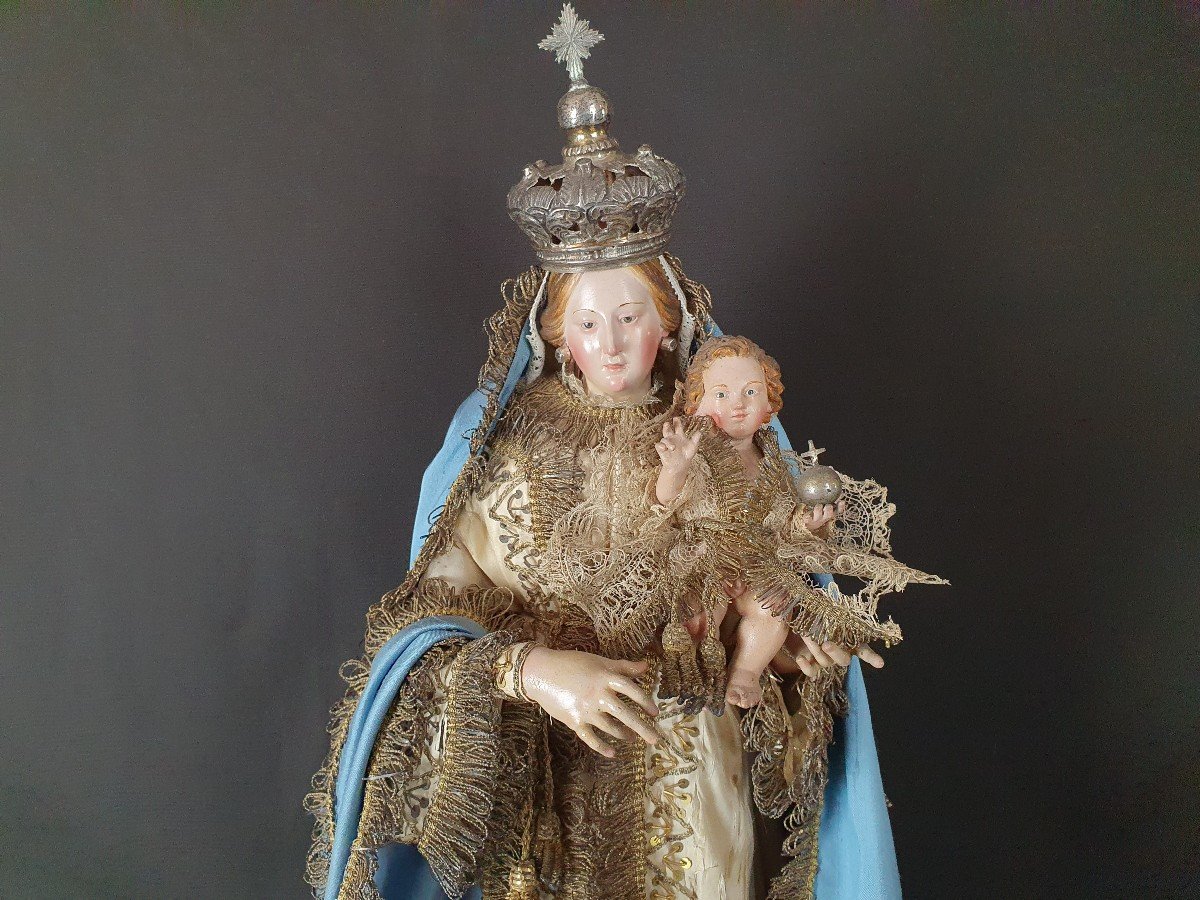 La Vierge Immaculée Et l'Enfant Jésus, Naples XIXe Siècle-photo-3