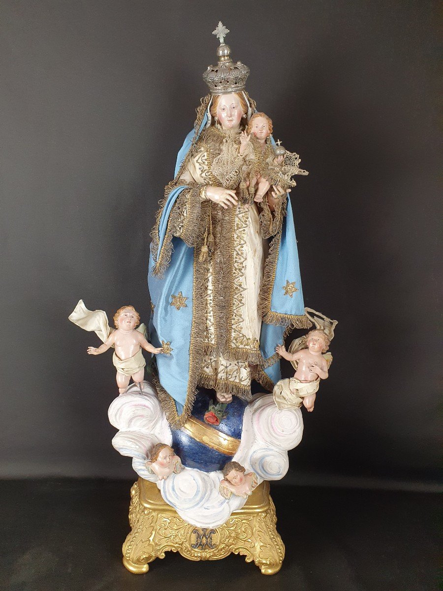 La Vierge Immaculée Et l'Enfant Jésus, Naples XIXe Siècle