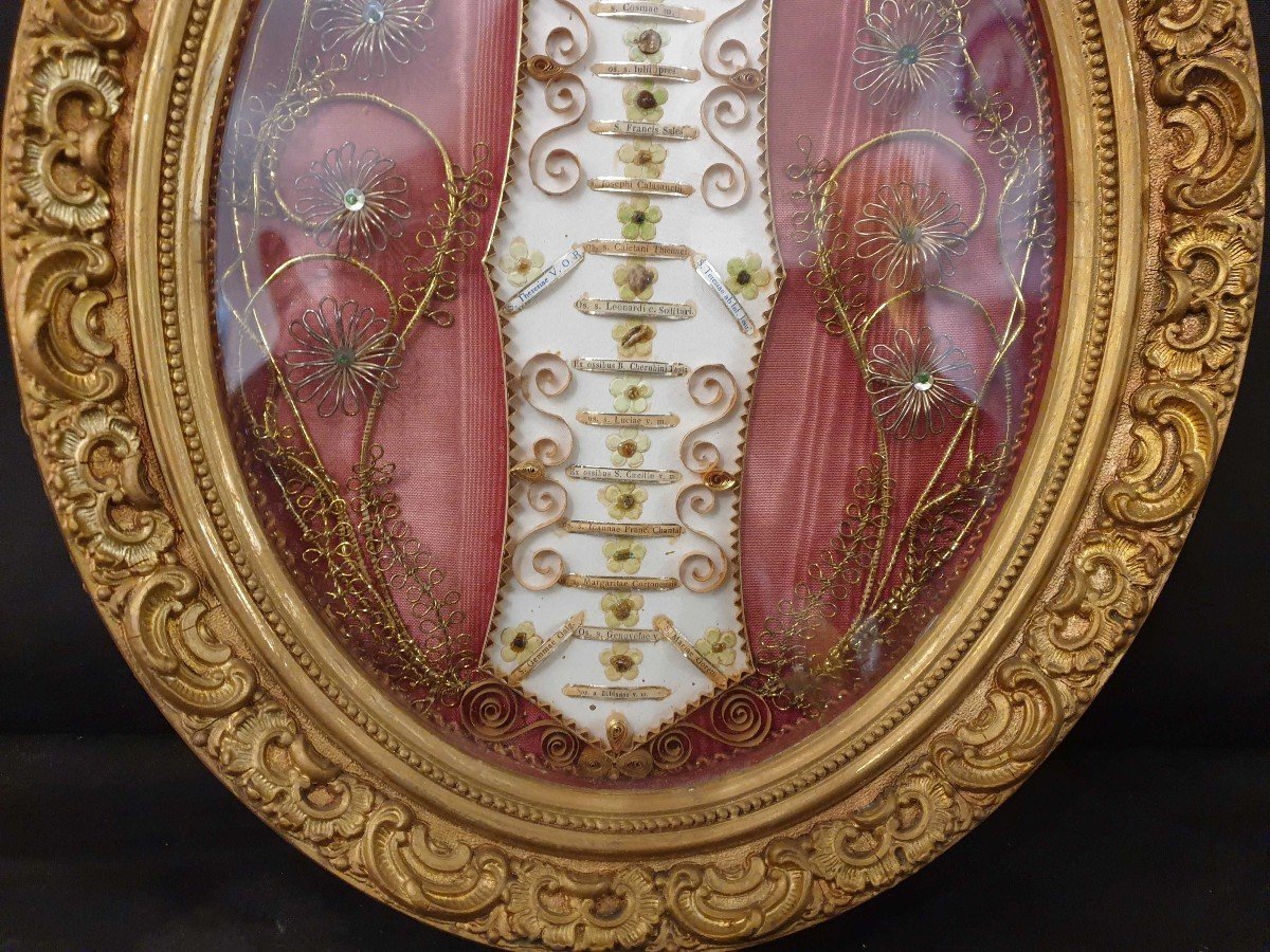 Cadre Doré Aux Reliques Du XIXe Siècle-photo-4