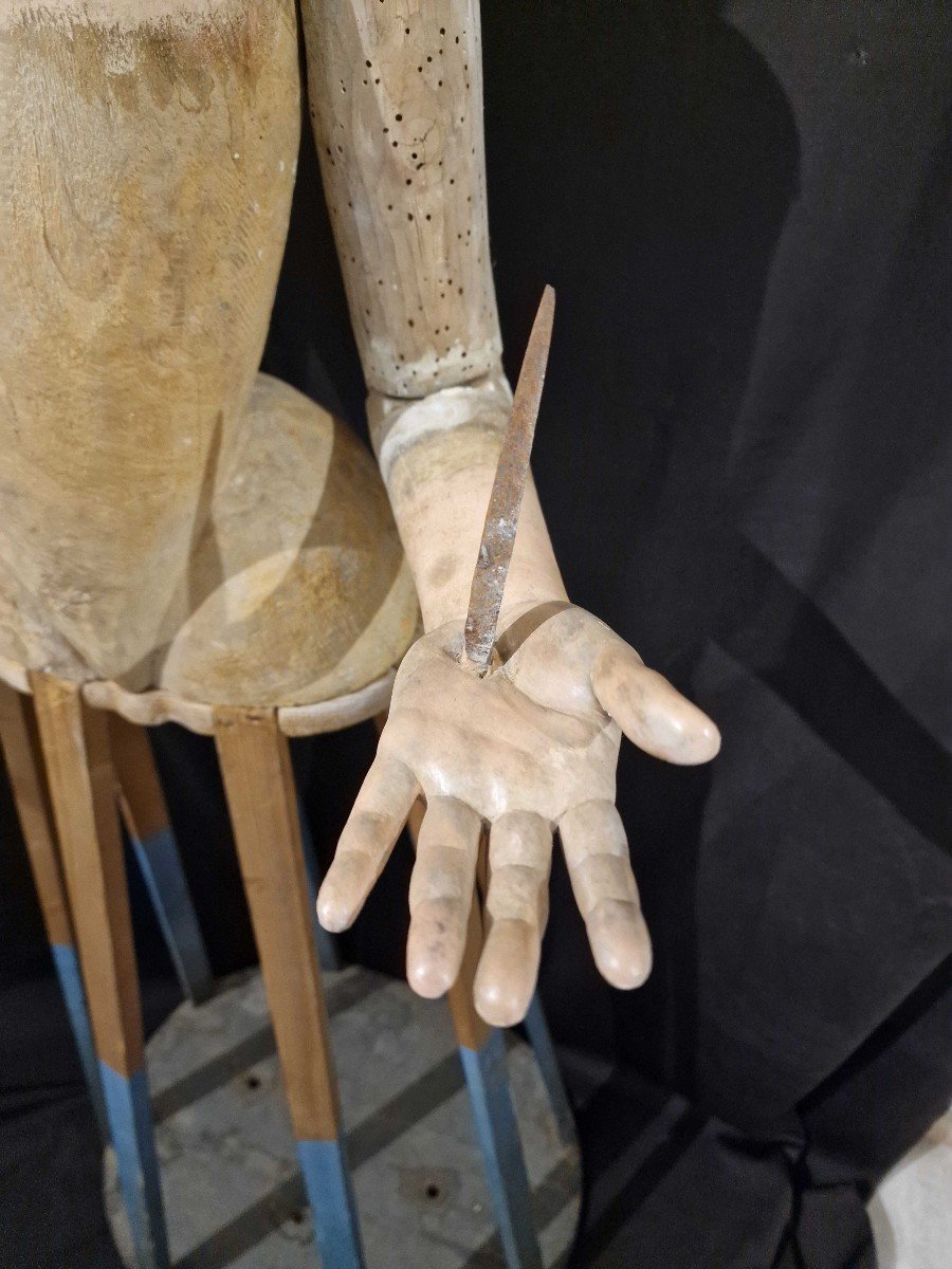 Mannequin, Sculpture En Bois Napolitaine Du XVIIIe Siècle-photo-3