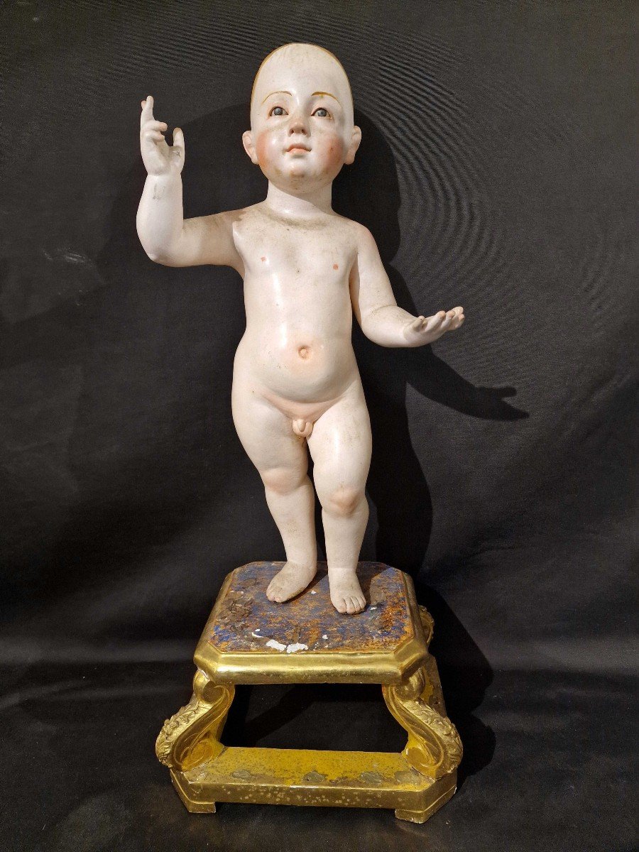 l'Enfant Jésus, Sculpture Napolitaine Du XVIIIe Siècle