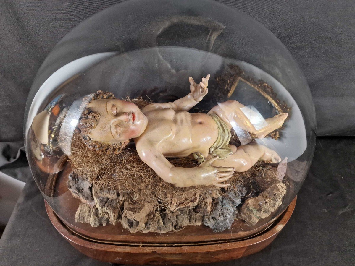 Bébé Jésus Endormi, Sculpture Napolitaine Du XIXe Siècle-photo-1