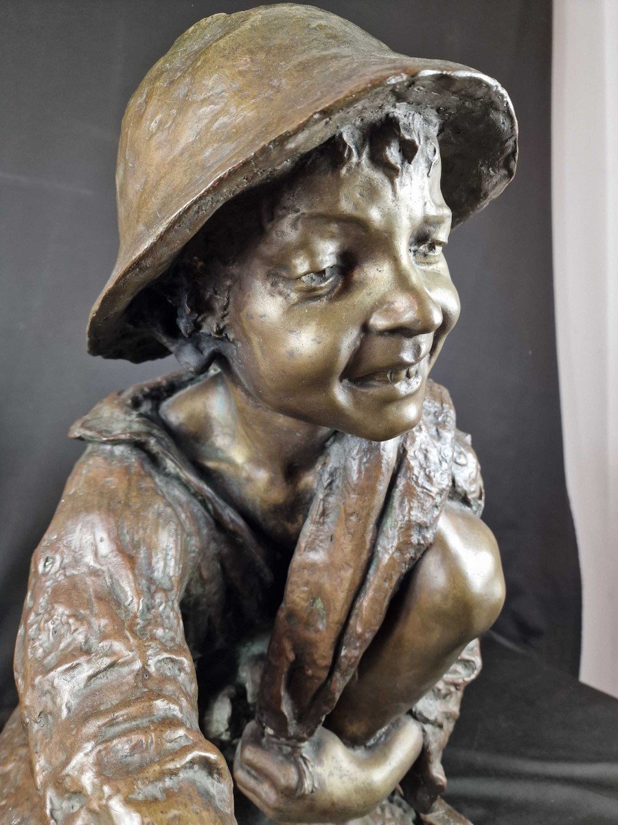  Enfant Joueur, Bronze XIXe Siècle-photo-2