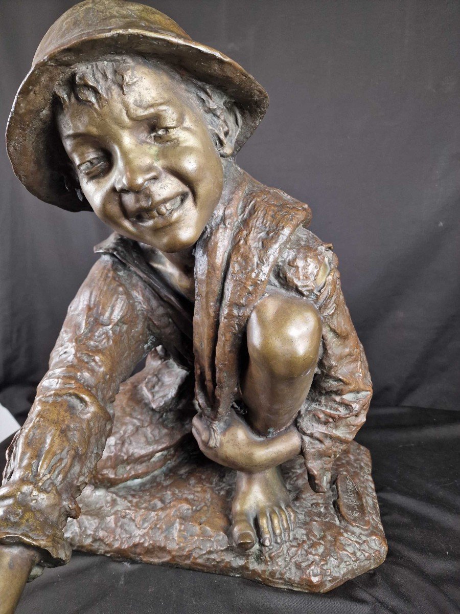  Enfant Joueur, Bronze XIXe Siècle-photo-4