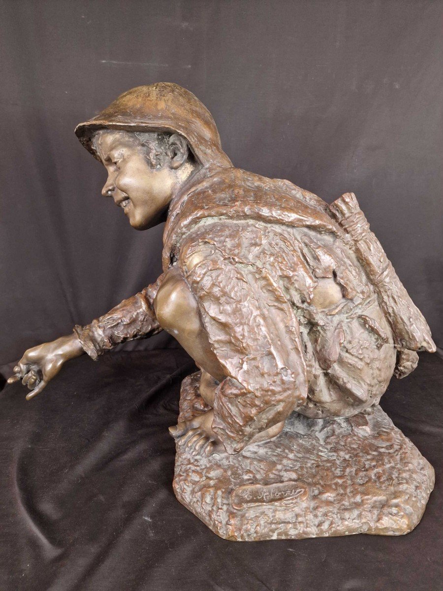  Enfant Joueur, Bronze XIXe Siècle-photo-2