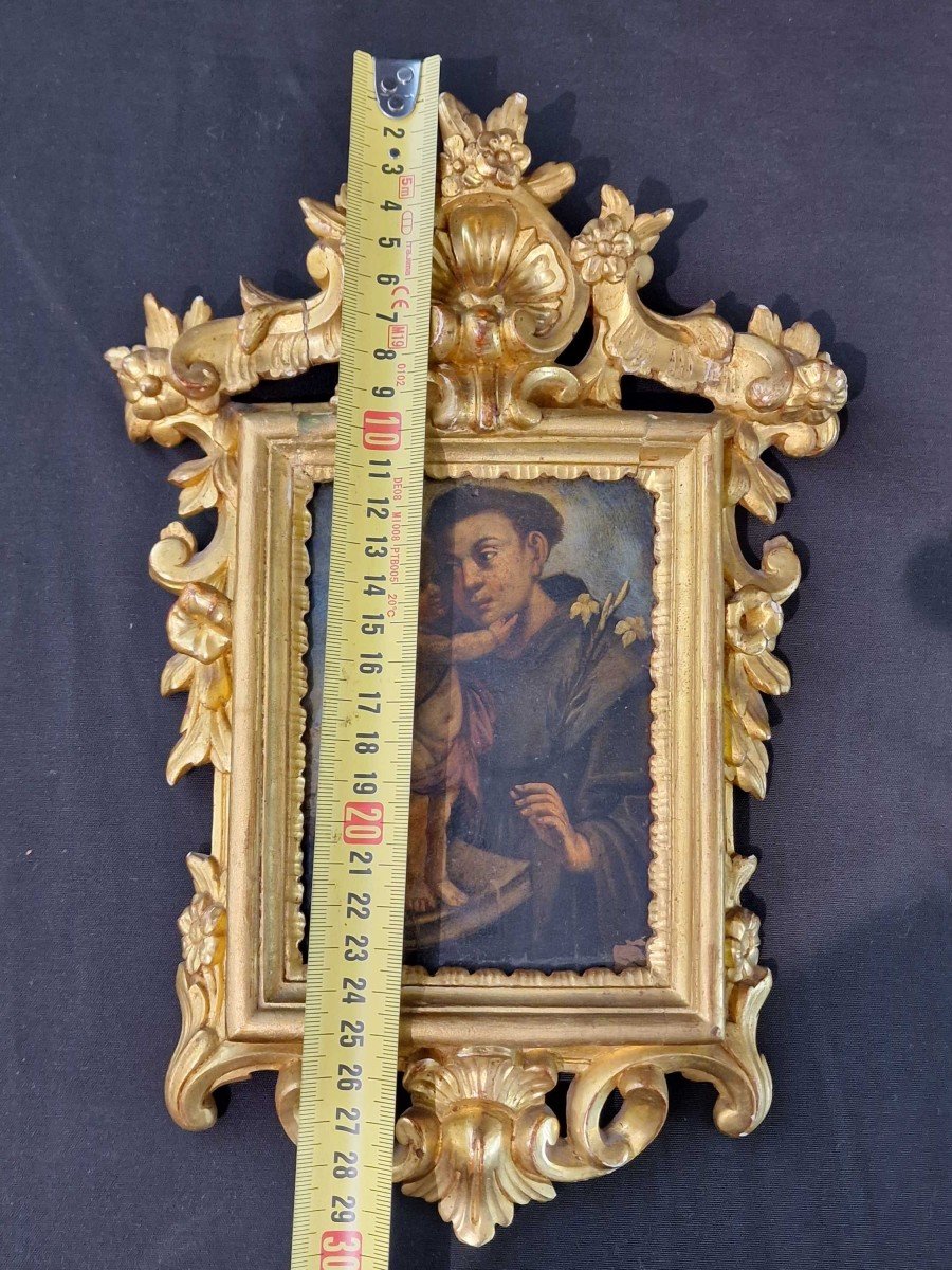 Saint Antoine à l'Enfant, Peint Sur Cuivre Du XVIIIe Siècle-photo-3