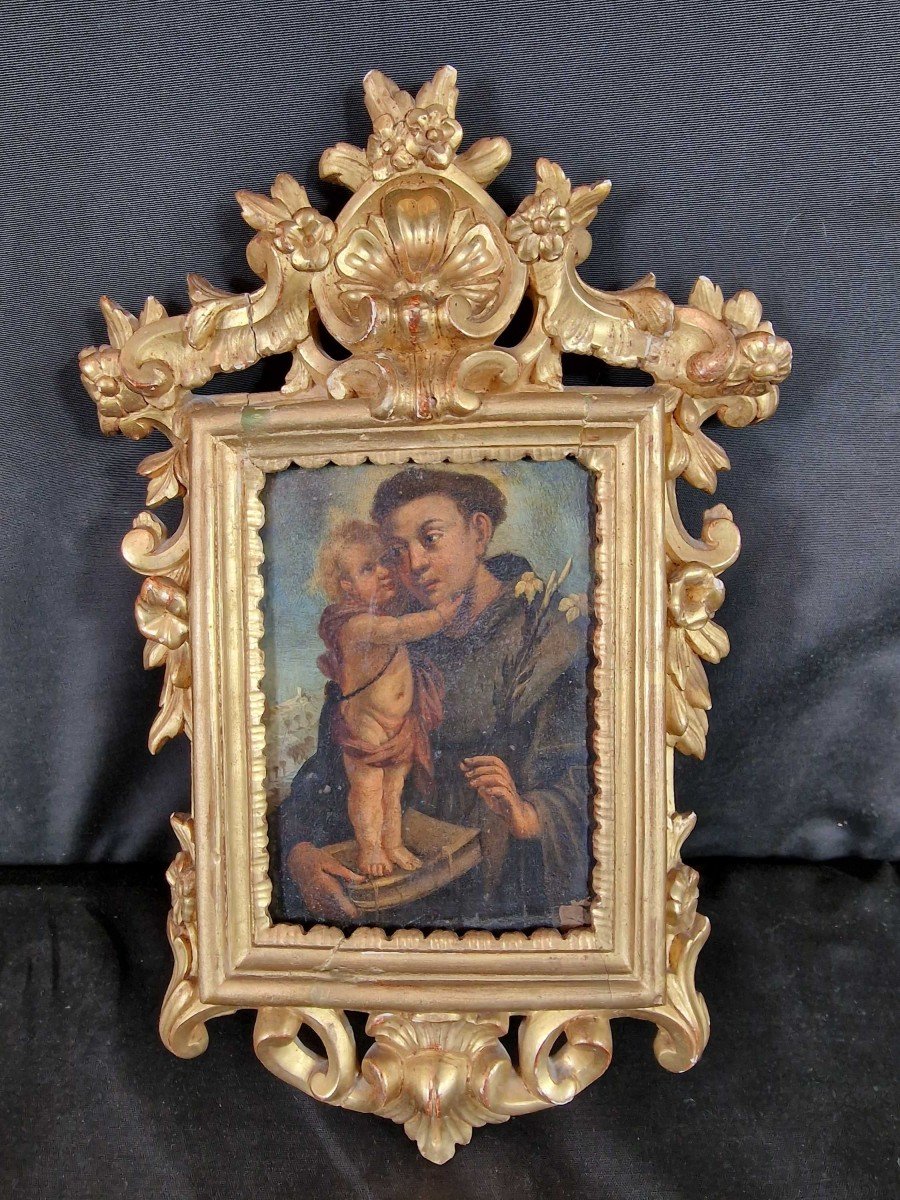 Saint Antoine à l'Enfant, Peint Sur Cuivre Du XVIIIe Siècle-photo-1