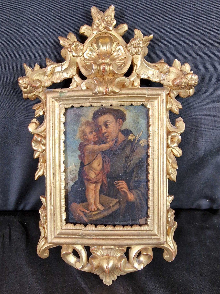Saint Antoine à l'Enfant, Peint Sur Cuivre Du XVIIIe Siècle