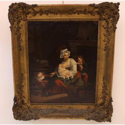 Copie du tableau : "Le silence " , de Jean Baptiste Greuze