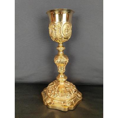 Calice En Argent Doré De Style Baroque Du XIXe Siècle