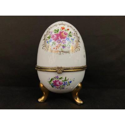 Oeuf En Porcelaine Avec Horloge Du 19ème Siècle