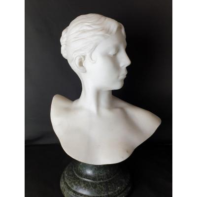 Buste De Diane chasseresse Par Jean-alexandre-joseph Falguière Du 19ème Siècle.