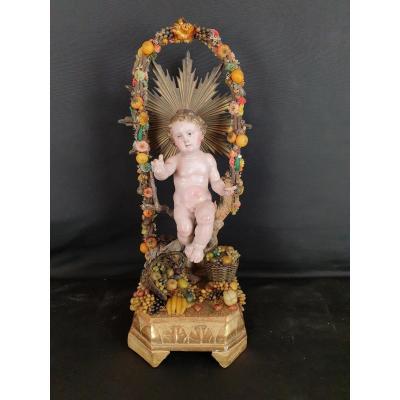 Enfant Jésus, Sculpture Napolitaine Du XIXe Siècle