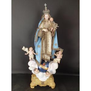 La Vierge Immaculée Et l'Enfant Jésus, Naples XIXe Siècle
