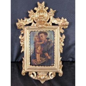 Saint Antoine à l'Enfant, Peint Sur Cuivre Du XVIIIe Siècle