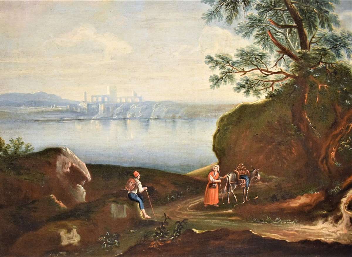 Paesaggio Lacustre con bosco e personaggi  Antonio Diziani (1737-1797)-photo-3