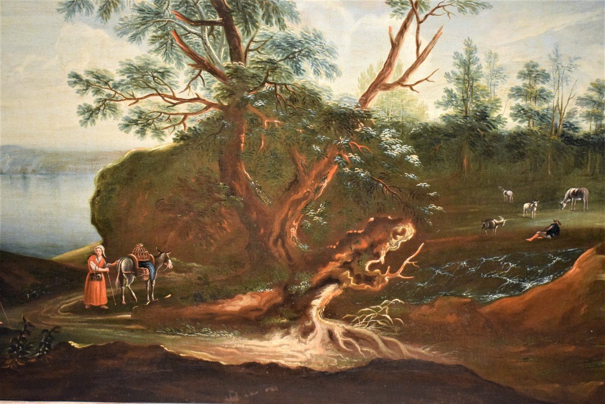 Paesaggio Lacustre con bosco e personaggi  Antonio Diziani (1737-1797)-photo-4