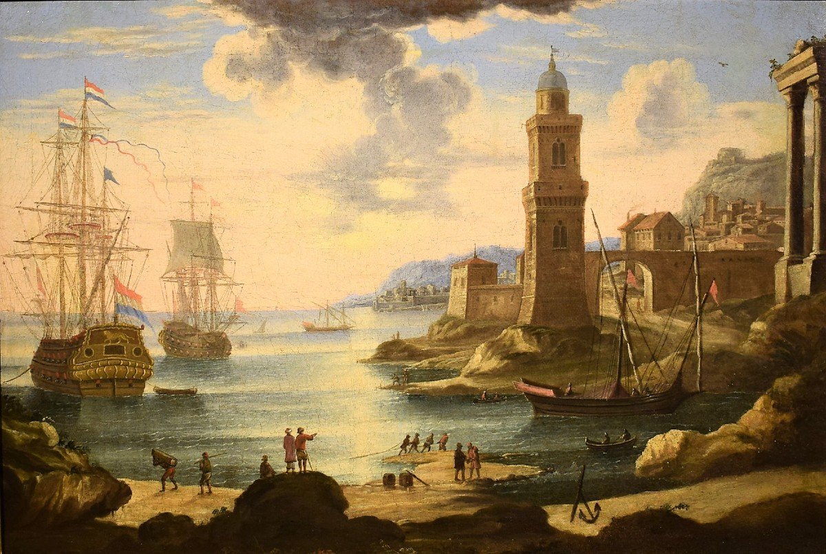  Orazio Grevenbroeck (Paris 1670-1743)  Scena portuale-photo-2