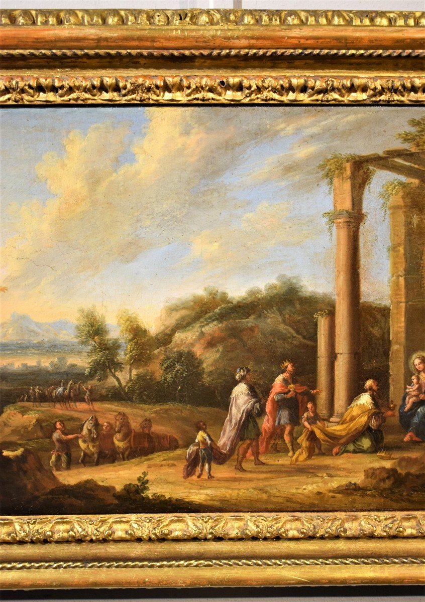 Paesaggio arcadico con l'adorazione dei Magi Andrea Locatelli (Roma 1695-1741) -photo-4