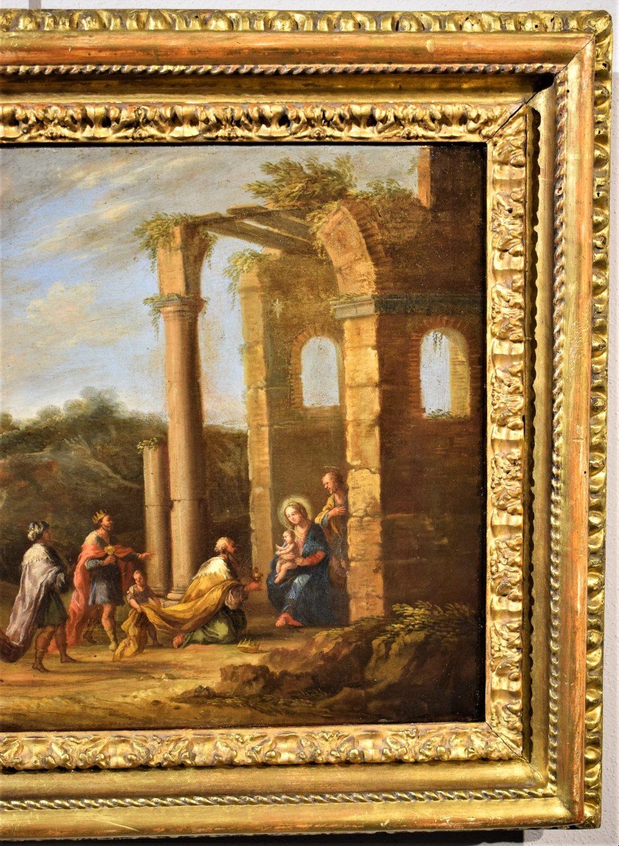 Paesaggio arcadico con l'adorazione dei Magi Andrea Locatelli (Roma 1695-1741) -photo-1