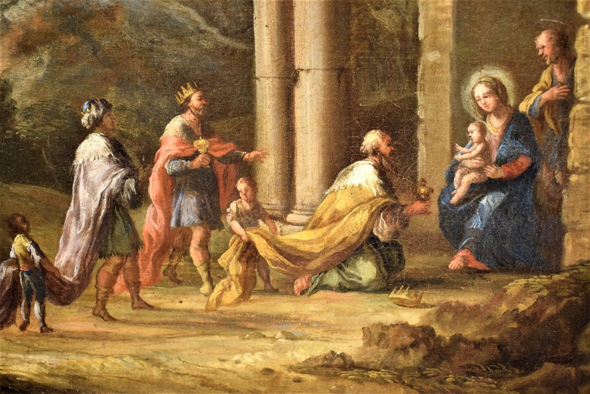 Paesaggio arcadico con l'adorazione dei Magi Andrea Locatelli (Roma 1695-1741) -photo-3