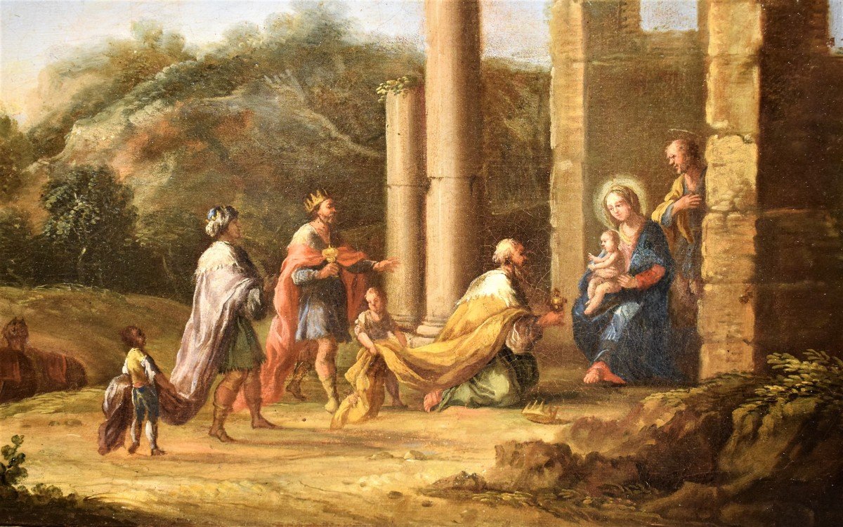 Paesaggio arcadico con l'adorazione dei Magi Andrea Locatelli (Roma 1695-1741) -photo-5
